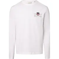 Gant Ganttil mænd. 2004058 Medium Archive Shield T-shirt hvid (XXL), Casual, Bomuld, Lange ærmer