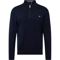 Gant Ganttil mænd. 8030564 Klassisk bomuldstrøje med navyfarvet halv lynlås (3XL), Casual, Blå