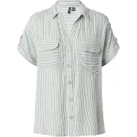 Vero Moda Bluse 'VMBumpy' mørkegrøn / hvid