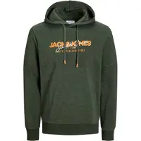 Jack & Jones Sweatshirt 'JJAlvis' mørkegrøn / mørkeorange / hvid