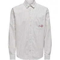 Only & Sons Skjorte 'ONSDrake' cappuccino / mørkerød / naturhvid