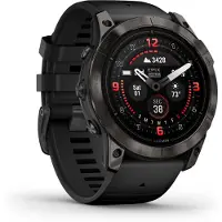 Garmin epix Pro - Sapphire Edition - 2. generation - 51 mm - titanium karbongrå DLC - Ja smart ur med bånd - silikone - sort - håndledsstørrelse: 127