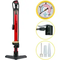 Dunlop cykelpumpe med manometer 230 PSI (16 Bar) - rød