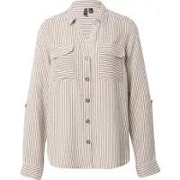 Vero Moda Bluse 'Bumpy' lysebrun / hvid
