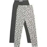 Minymo Leggings - 2-pak - Gråmeleret/Leopard - - 7 år (122) - Leggings