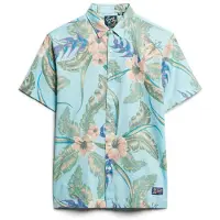 Superdry Superdrytil mænd. M4010353A Blå hawaiiskjorte (XXL), Casual, Bomuld, Korte ærmer