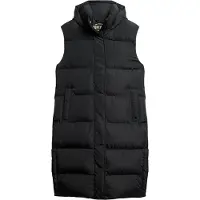 Superdry Superdrytil kvinder. W5011641A Lang vatteret vest med hætte, sort (S), Casual, Genanvendt polister, Bæredygtig