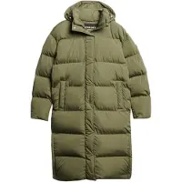 Superdry Superdrytil kvinder. W5011642A Quiltet lang frakke med hætte grøn (S), Casual, Polyester, Bæredygtig