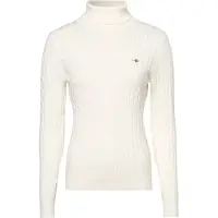 Gant Ganttil kvinder. 4800102 Eights strikket pullover med svanehals i hvid stretchbomuld (L), Casual