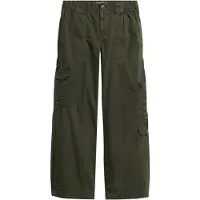 Superdry Superdrytil kvinder. W7011075A Lavtsiddende cargo-bukser med grønt broderi (30), Casual, Bomuld