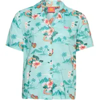 Superdry Superdrytil kvinder. W4010371A Vintage Logo Beach Resort Logo Shirt turkis (XS), Casual, Viscose, Korte ærmer