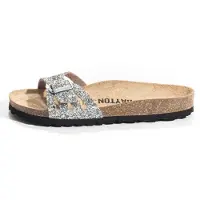 Bayton Pantoletter 'ANITA' camel / sølv