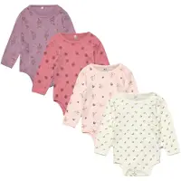 Pippi Baby Bodyer l/æ - 4-pak - Dusty Rose - - 56 - Body L/Æ