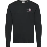 Gant Ganttil mænd. 2004058 Medium Archive Shield T-shirt sort (S), Casual, Bomuld, Lange ærmer