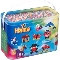 Hama Perler, Midi, ass. farver, spand med 30.000 stk