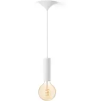Philips Bundle: Medium Hvidt Pendelophæng Til Filamentpærer + White Ambiance Filament G125 Globepære