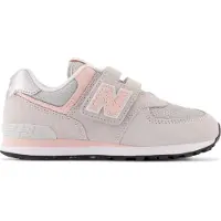 New Balance New Balanceunisex til børn. PV574V1 Læder 574 Core Hook & Loop grå træningssko (34.5 W), Fast, Velcro, Casual, børnetøj