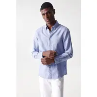 Salsa Jeans Cotton Linnen Regular Fit Skjorte Med Lange ærmer