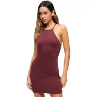 Superdry Superdrytil kvinder. W8011537A Rødbrun olympisk minikjole med ryg (XS), Casual, Modal, Uden ærmer/stropper