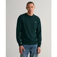 Gant Ganttil mænd. 87211 Rundhalset trøje i meget fin grøn fåreuld (XXL), Casual, Bomuld, Blå