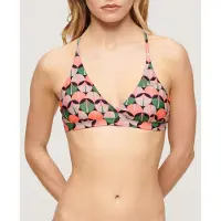 Superdry Superdrytil kvinder. W3010407A Trekantet bikinitop med flerfarvede krydsede stropper (L), Flerfarvet, Badetøj, Genanvendt polister, Bæredygt