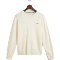 Gant Ganttil mænd. 87211 Meget fin fåreuldstrøje med beige rund krave (M), Casual, Bomuld