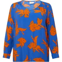 ONLY Carmakoma Bluse 'Cardagny Life' azur / mørkeorange