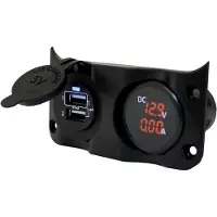 Talamex Switchpanel Med Dobbelt Usb Og Digital Voltmeter/ampmeter