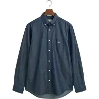 Gant Ganttil mænd. 3000400 Skjorte Regular Fit navy indigo (M), Casual, Bomuld, Klassisk, Lange ærmer, Blå