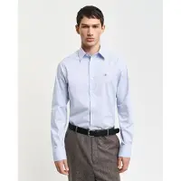 Gant Ganttil mænd. 3240171 Slim Fit Poplin Stretch Poplin skjorte blå (S), Casual, Bomuld, Lange ærmer