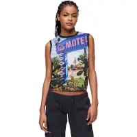 Superdry Superdrytil kvinder. W6011959A Tank top med sort sub print (L), Casual, Bomuld, Uden ærmer/stropper