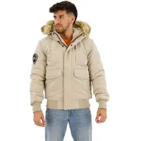 Superdry Superdrytil mænd. M5011742A Everest grå quiltet bomberjakke med hætte (XL), Casual, Polyester