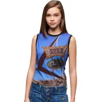 Superdry Superdrytil kvinder. W6011959A Tank top med sort sub print (XS), Casual, Bomuld, Uden ærmer/stropper