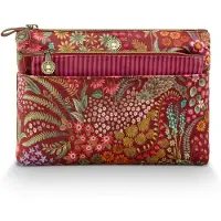Pip studio Caryn Cosmetic Bag Combi Querida Velvet Red 26x7.5x18cm/22x1x13cm