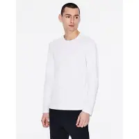 Armani Exchange A|X Armani Exchangetil mænd. 8NZM77ZJA5Z1100 Maglia T-shirt hvid (XS), Casual, Bomuld, Lange ærmer