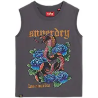 Superdry Superdrytil kvinder. W6011781A Ærmeløs T-shirt med strass Tattoo grå (XS), Casual, Bomuld, Uden ærmer/stropper
