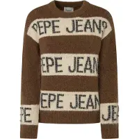 Pepe Jeans Pepe Jeanstil kvinder. PL702226 Helmi brunstribet strikket trøje (L), Casual, Polyester