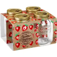 Bormioli Rocco Quattro Stagioni sæt med 4 klare lufttætte murerkrukker 17 oz. Lavet af BPA -fri holdbart glas fremstillet i Italien.