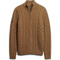 Superdry Superdrytil mænd. M6110527A Flettet strikket trøje med halv lynlås Vintage Jacob brun (XL), Casual, Akryl