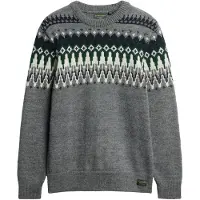 Superdry Superdrytil mænd. M6110528A Strikket pullover med rund hals og grå alpefarver (M), Casual, Akryl