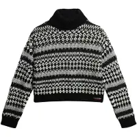 Superdry Superdrytil kvinder. W6110526A Kort strikket trøje med turn-down-krave, sort (XS), Casual, Polyester