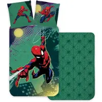 Spider-man Spiderman sengetøj - 100% bomuld - Junior sengetøj 100x140 cm - Grøn