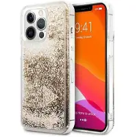GUESS Etui do iPhone 14 Pro 6,1 złoty/gold hardcase Glitter Charms