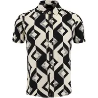 Key Largo Skjorte 'MSH TRACK' beige / sort