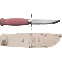 Morakniv børnekniv Scout 39 Safe med træskede, dobbelt fingersikring, farve bordeaux