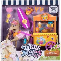 Wild Manes Horse Toys Baileys Surf & Snacks Cart Playset With Bailey Horse Doll Figur inkluderer b?rste og legetilbeh?r