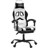 vidaXL gamingstol med fodstøtte kunstlæder hvid og sort