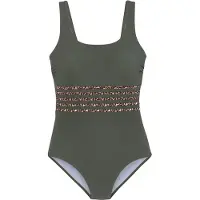 LASCANA Badedragt beige / gran / sort