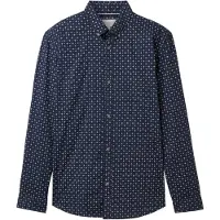 Tom Tailor Fitted Printed Poplin Skjorte Med Lange ærmer