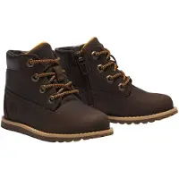 Timberland Timberlandtil drenge. TB1A2NC39311 Brune Pokey Pine-læderstøvler (22), Fast, Lynlås, Casual, børnetøj